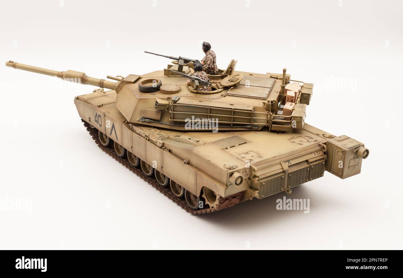 American M1A1 Abrams 120mm canon main bataille tank 1 35 Scale Model Banque D'Images