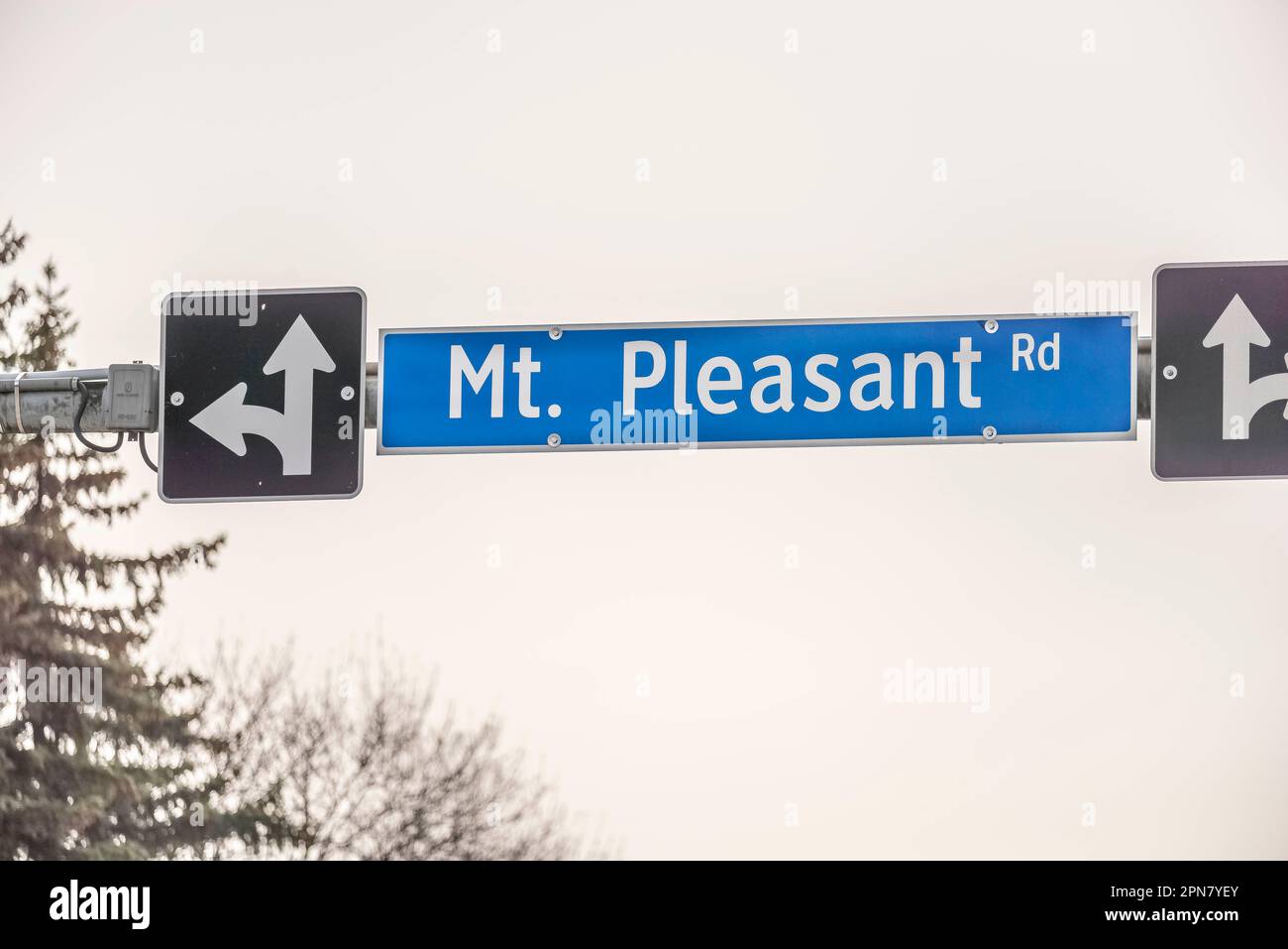 Le panneau de la rue Mount Pleasant Road. Banque D'Images