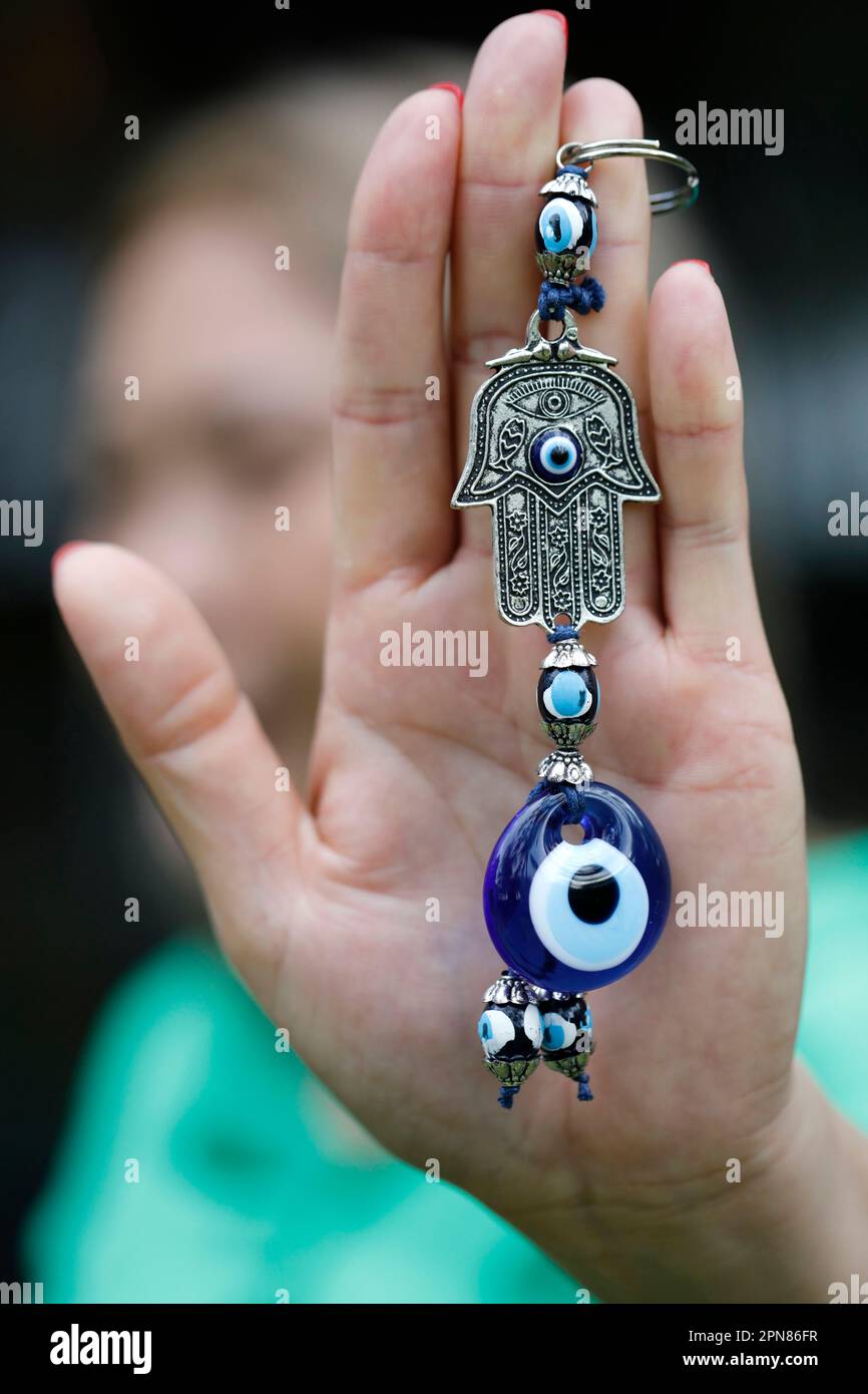 Hamsa, œil de Fatima, main des amulettes de Fatima pour se protéger contre l'œil méchant. Banque D'Images