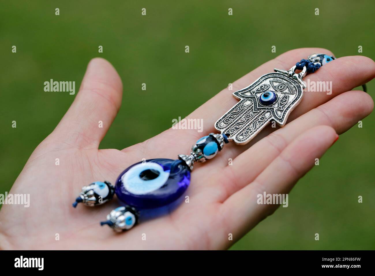 Hamsa, œil de Fatima, main des amulettes de Fatima pour se protéger contre l'œil méchant. Banque D'Images
