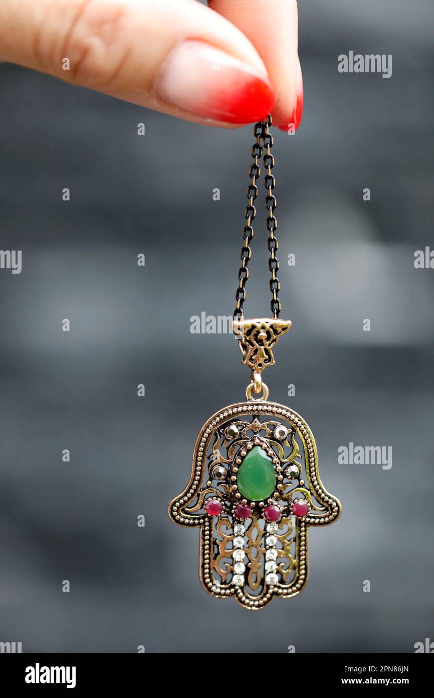Gros plan d'un amulette de hamsa musulman, également connu de la main de fatima ou de la main de Marie. Banque D'Images