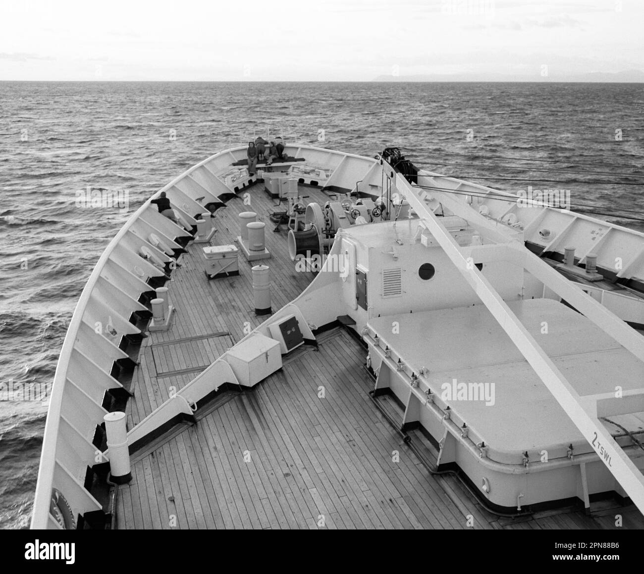 Navire 'Baikal' en route de Yokohama à la Russie, Mer du Japon, octobre 1978 Banque D'Images