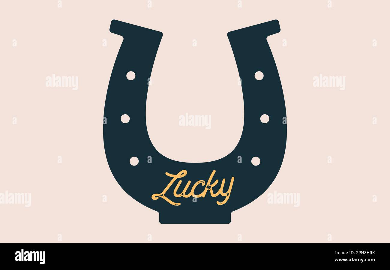 Signe de fer à cheval chanceux. Silhouette graphique simple fer à cheval sur fond blanc, bon jeu fer à cheval, symbole de bienvenue, motif vintage et symboles chanceux. Logo fortune en fer à cheval. Illustration vectorielle Illustration de Vecteur
