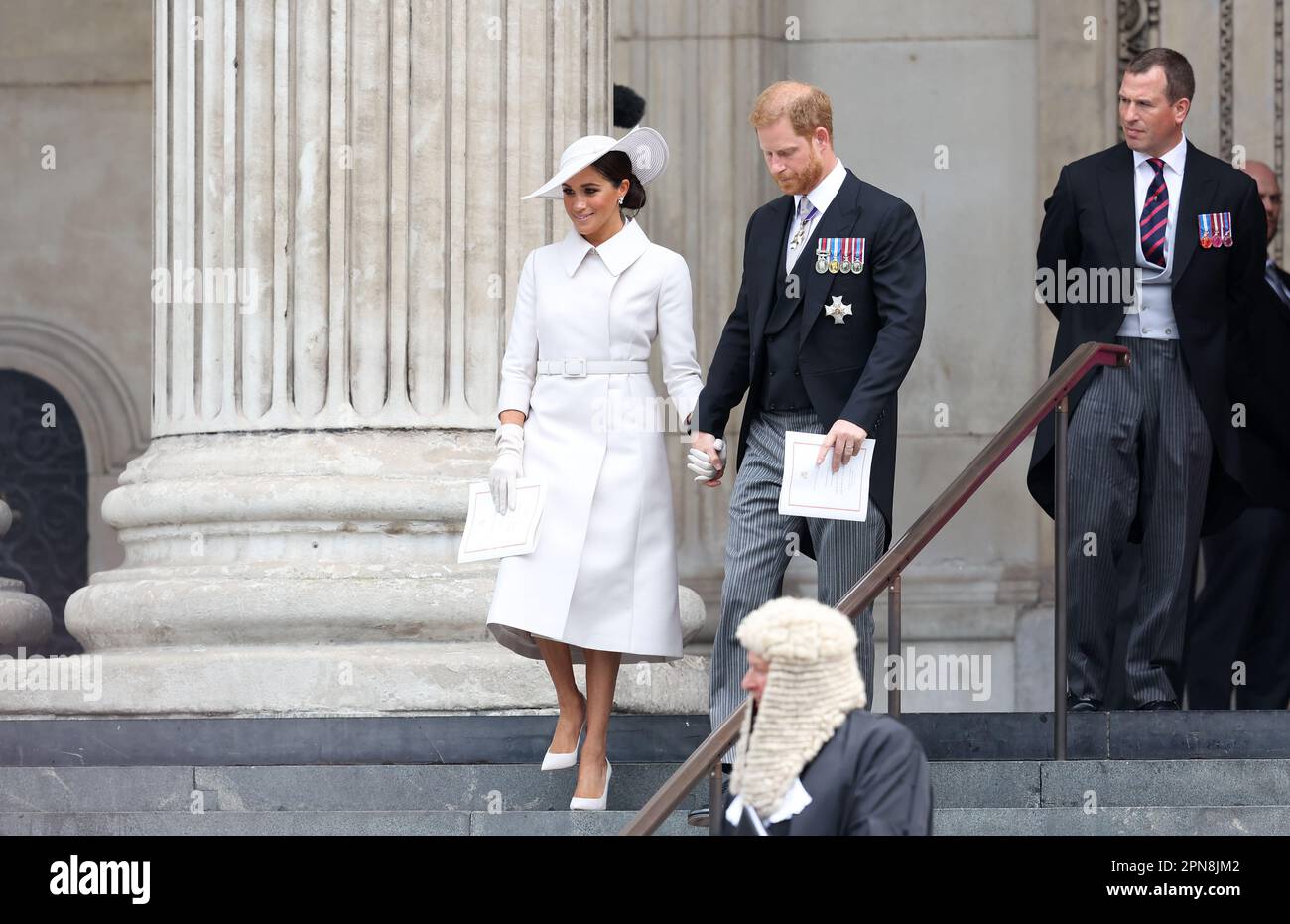 Londres, Royaume-Uni 3rd juin 2022 : Meghan, duchesse de Sussex et le prince Harry, duc de Sussex, quittent le service de Thanksgiving de la reine Elizabeth II pour célébrer son Jubilé de platine à la cathédrale Saint-Paul à Londres. Credit: James Boardman / Alamy Live News Banque D'Images