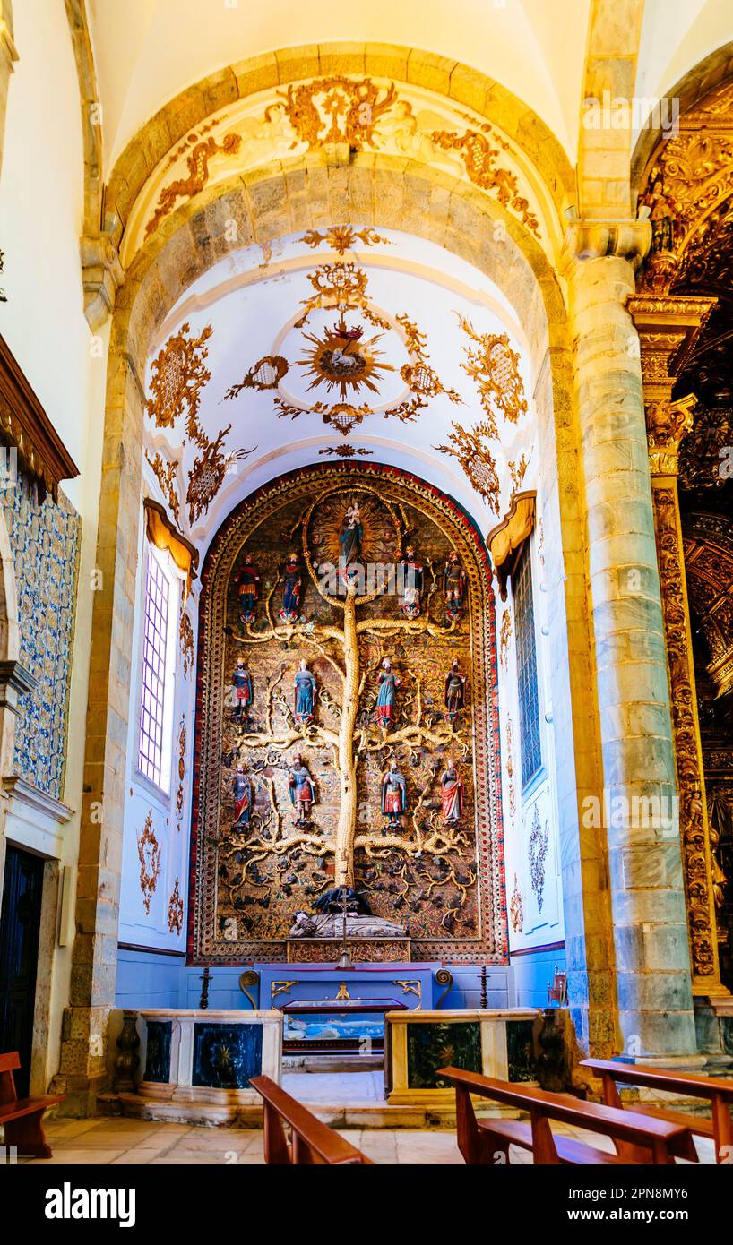 Côté de la nef avec la représentation de l'arbre de Jesse, représentation dans l'art des ancêtres de Jésus Christ, montré dans un arbre arborant qui s'élève Banque D'Images