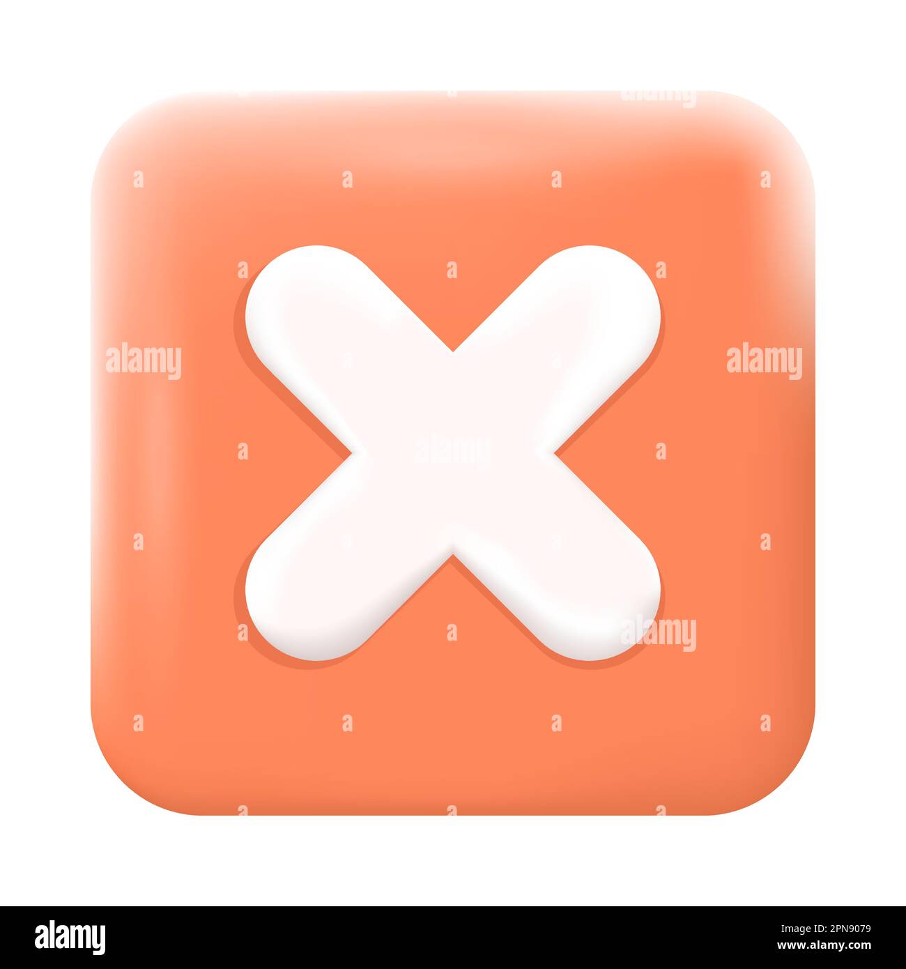 Croix blanche sur l'icône du bouton rouge 3D Illustration de Vecteur