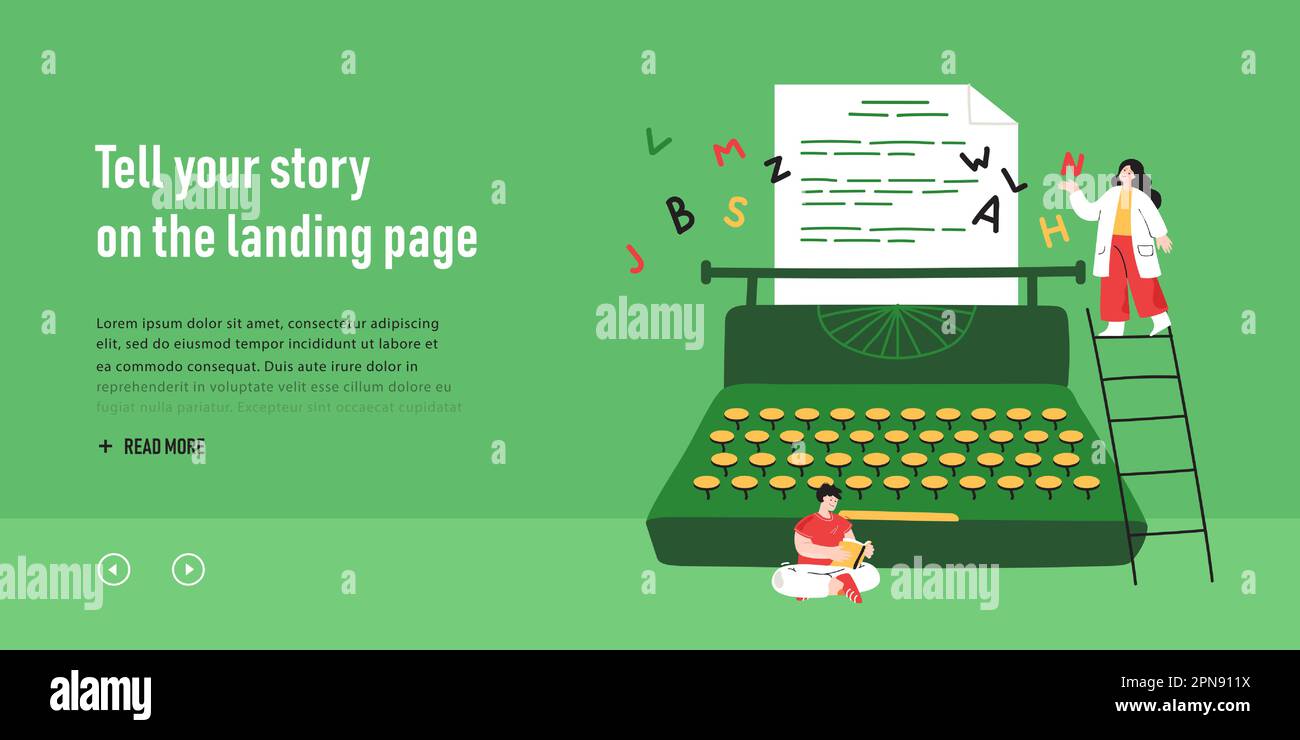 Petite femme créative auteur avec écriture de machine à écrire roman Illustration de Vecteur