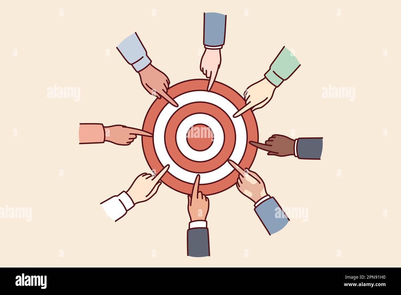 Les mains de diverses personnes proches de la cible pour le concept de ...