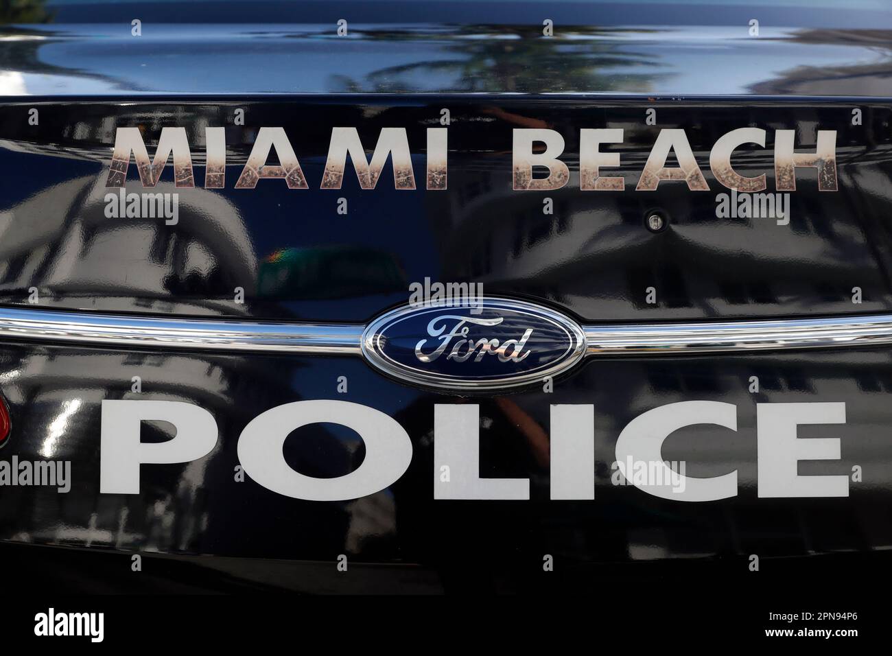 Ford Crown Victoria du service de police de Miami Beach (Floride). Miami, Floride, États-Unis. Banque D'Images