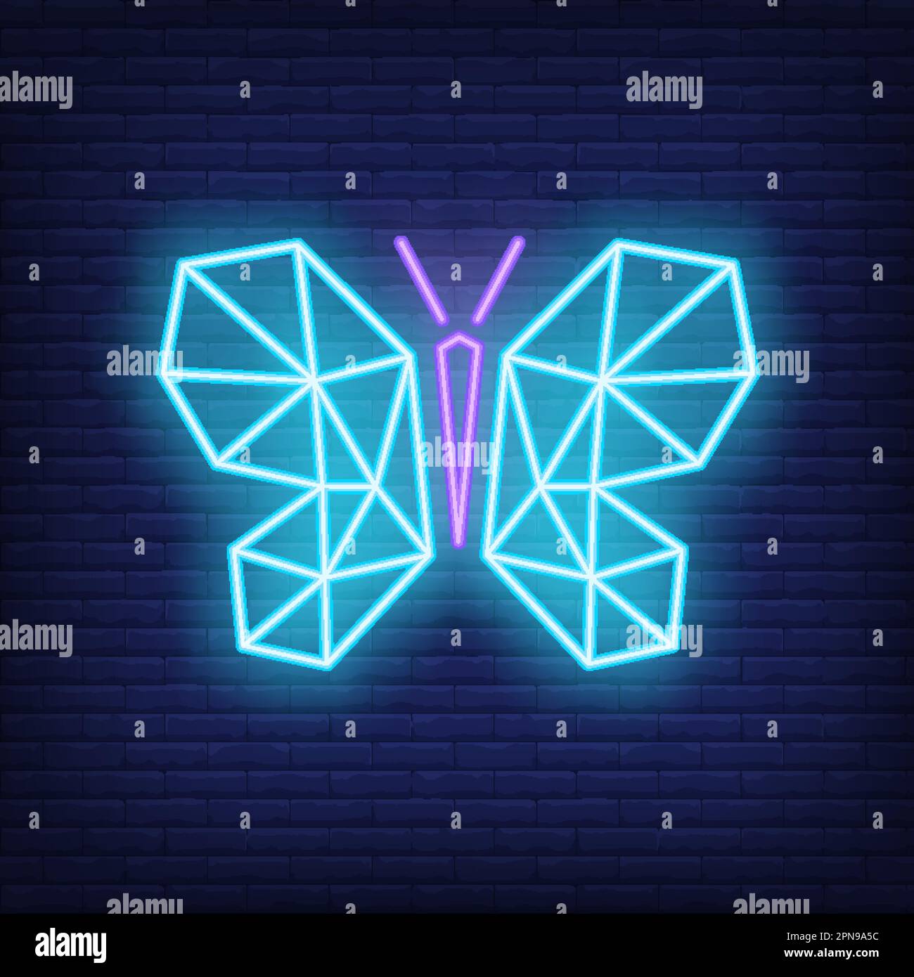 Signe de papillon géométrique au néon Illustration de Vecteur