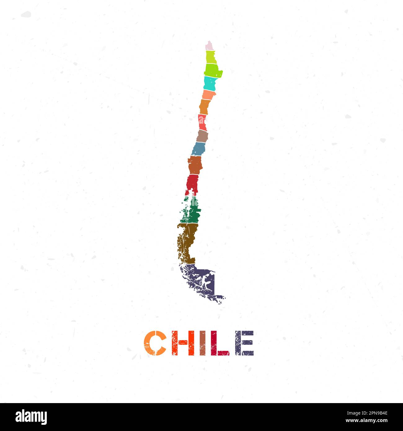 Chili conception de carte. Forme du pays avec de belles vagues géométriques et texture grunge. Illustration vectorielle élégante. Illustration de Vecteur
