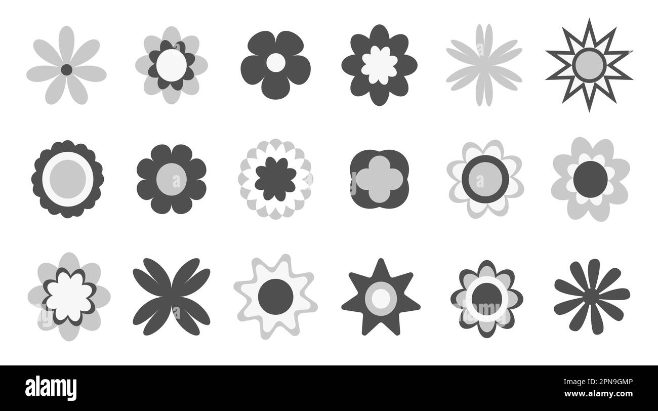 Éléments de formes géométriques de fleurs abstraites rétro Illustration de Vecteur