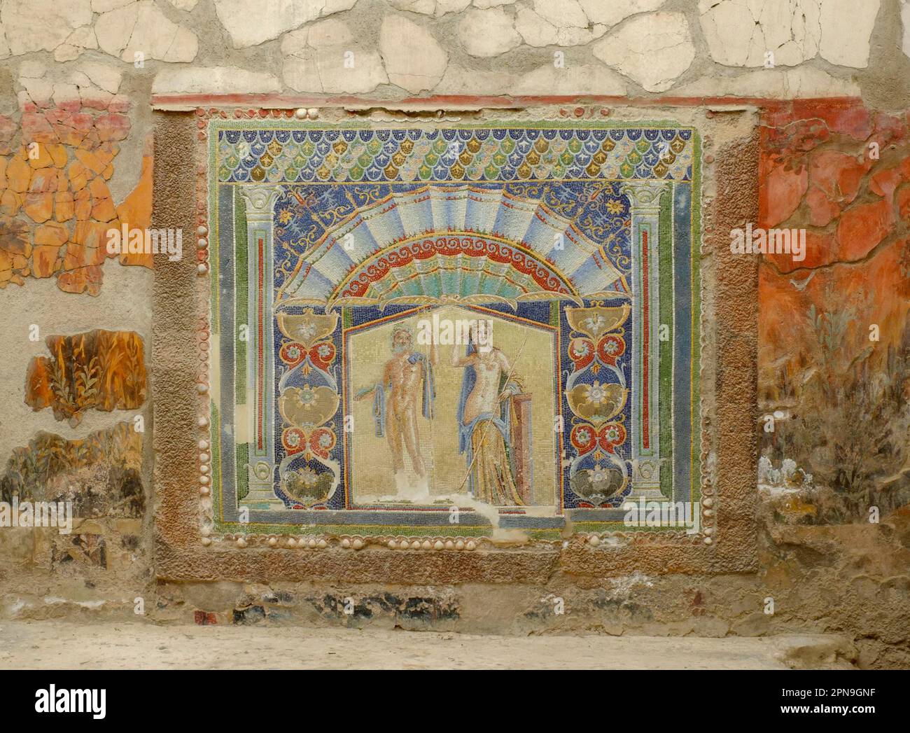 La ville romaine d'Herculanum, couverte par l'éruption du volcan Vésuve en 79 après J.-C. Banque D'Images