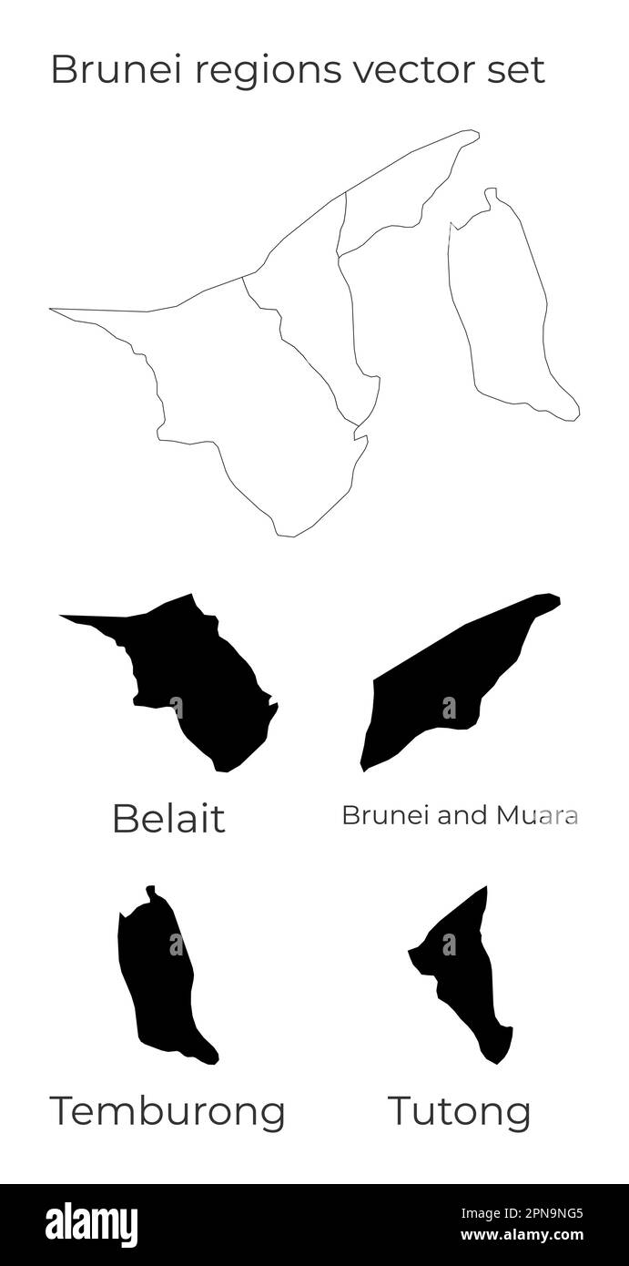 Carte Brunei avec les formes des régions. Carte vectorielle vierge du pays avec les régions. Frontières du pays pour votre infographie. Illustration vectorielle. Illustration de Vecteur