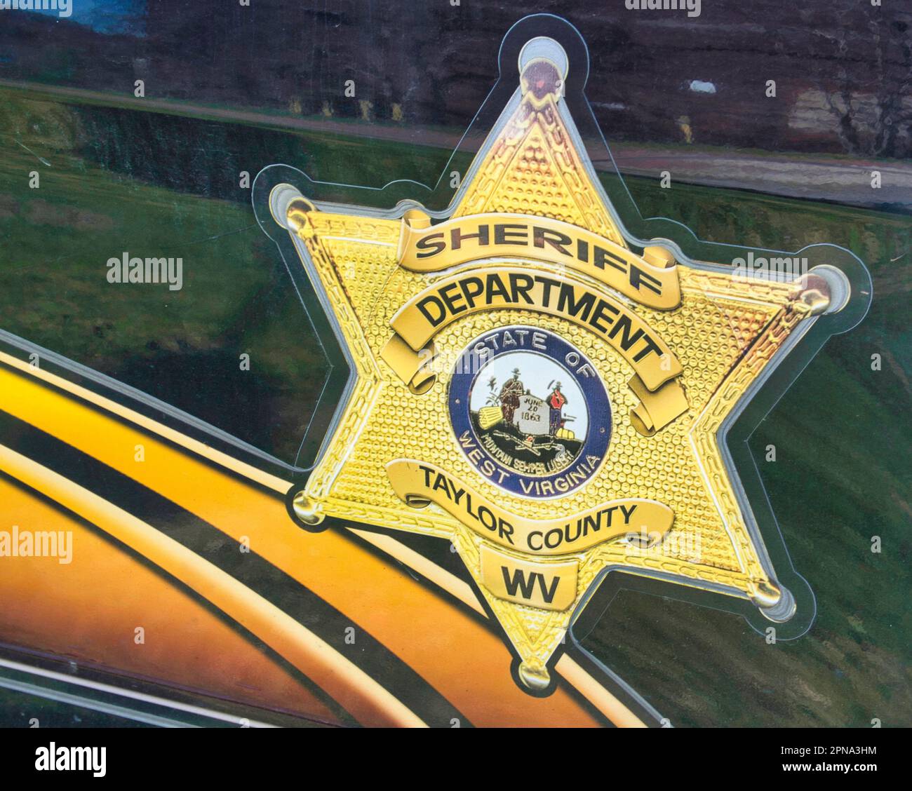 Badge shérif du comté de Taylor situé à Grafton WV USA 2023 Banque D'Images