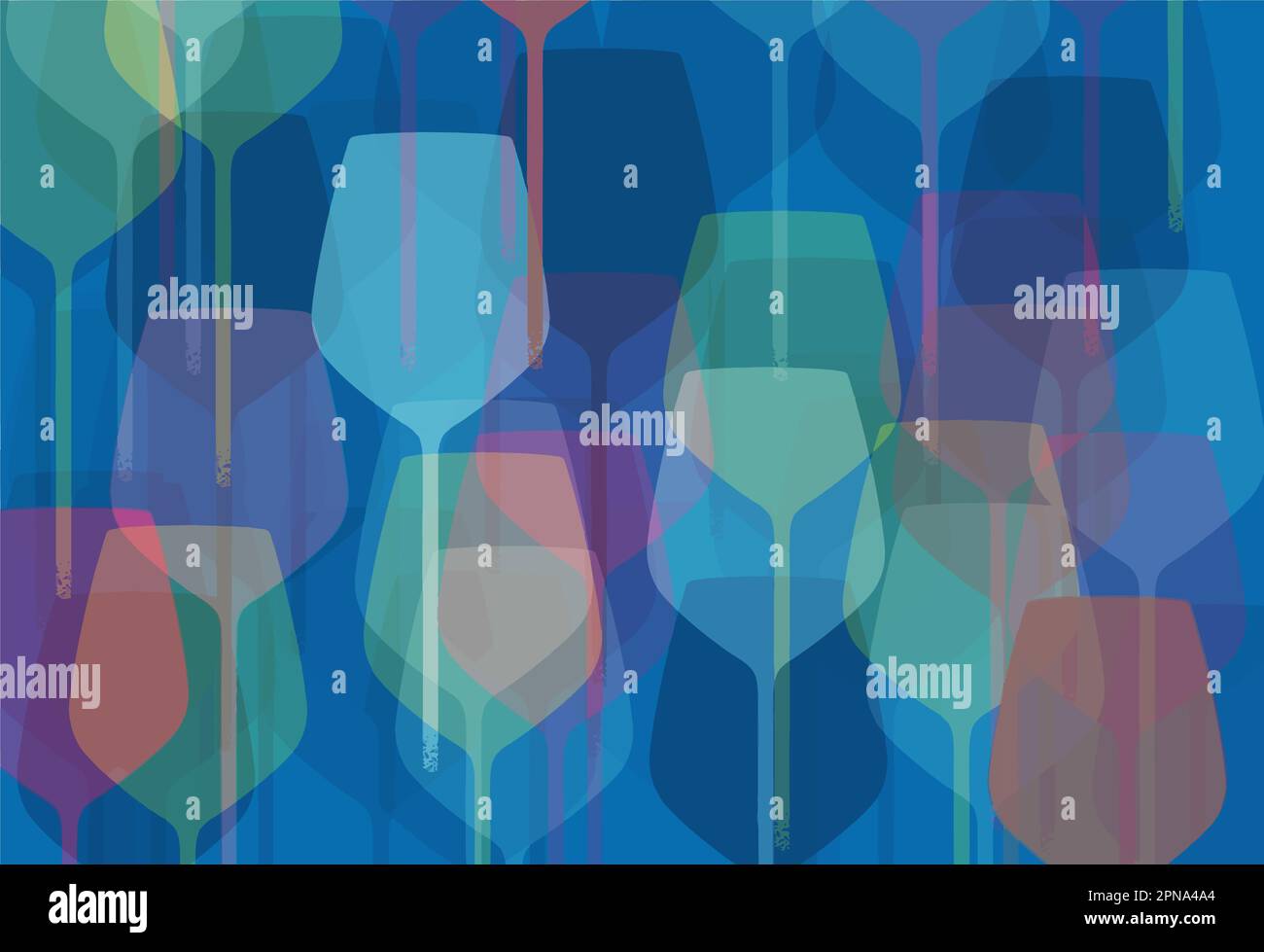 Les verres à vin sont vus dans une image vectorielle d'arrière-plan abstraite colorée. Illustration de Vecteur