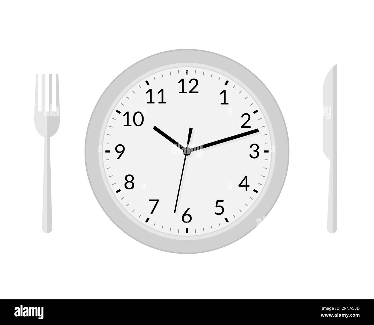 Time clock repas repas repas repas restaurant icône vectorielle. Illustration du symbole de faim de l'heure de pause-repas du déjeuner. Illustration de Vecteur
