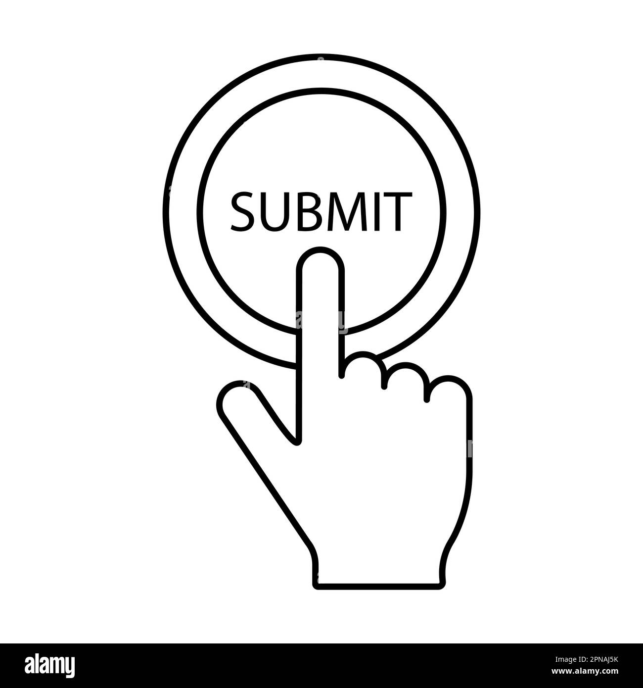 Vecteur d'icône de bouton de soumission en cliquant à la main pour la conception graphique, le logo, le site Web, les médias sociaux, l'application mobile, Illustration de l'interface utilisateur Illustration de Vecteur