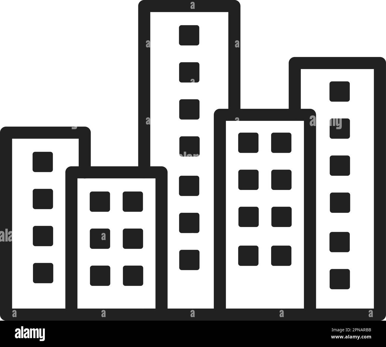 Image vectorielle d'icône de paysage urbain à Dusk. Adapté aux applications mobiles, aux applications Web et aux supports d'impression. Illustration de Vecteur