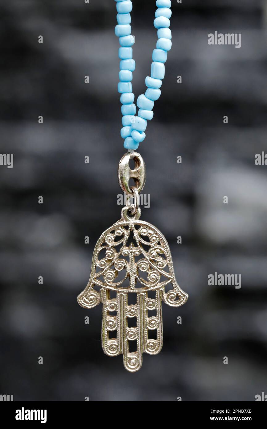 Gros plan d'un amulette de hamsa musulman, également connu de la main de fatima ou de la main de Marie. Banque D'Images