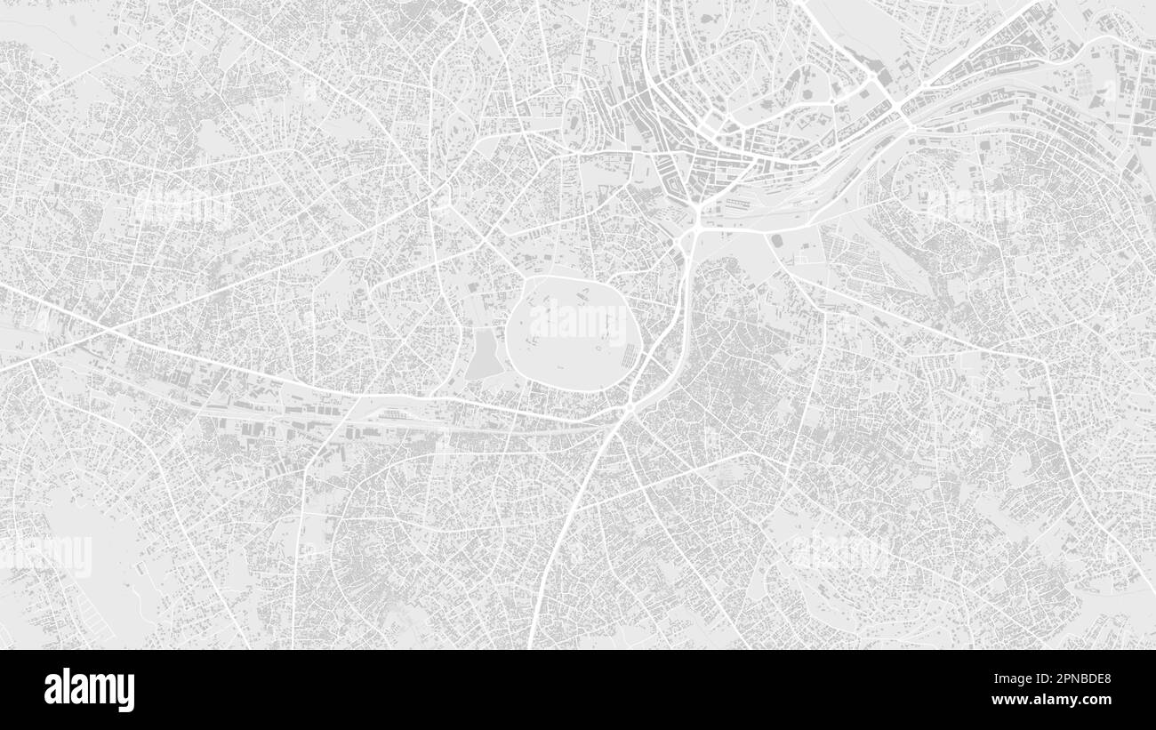 Zone de la ville de Kampala, en blanc et gris clair, Ouganda, carte d'arrière-plan vectorielle, illustration des routes et de la cartographie de l'eau. Format écran large, numérique plat d Illustration de Vecteur