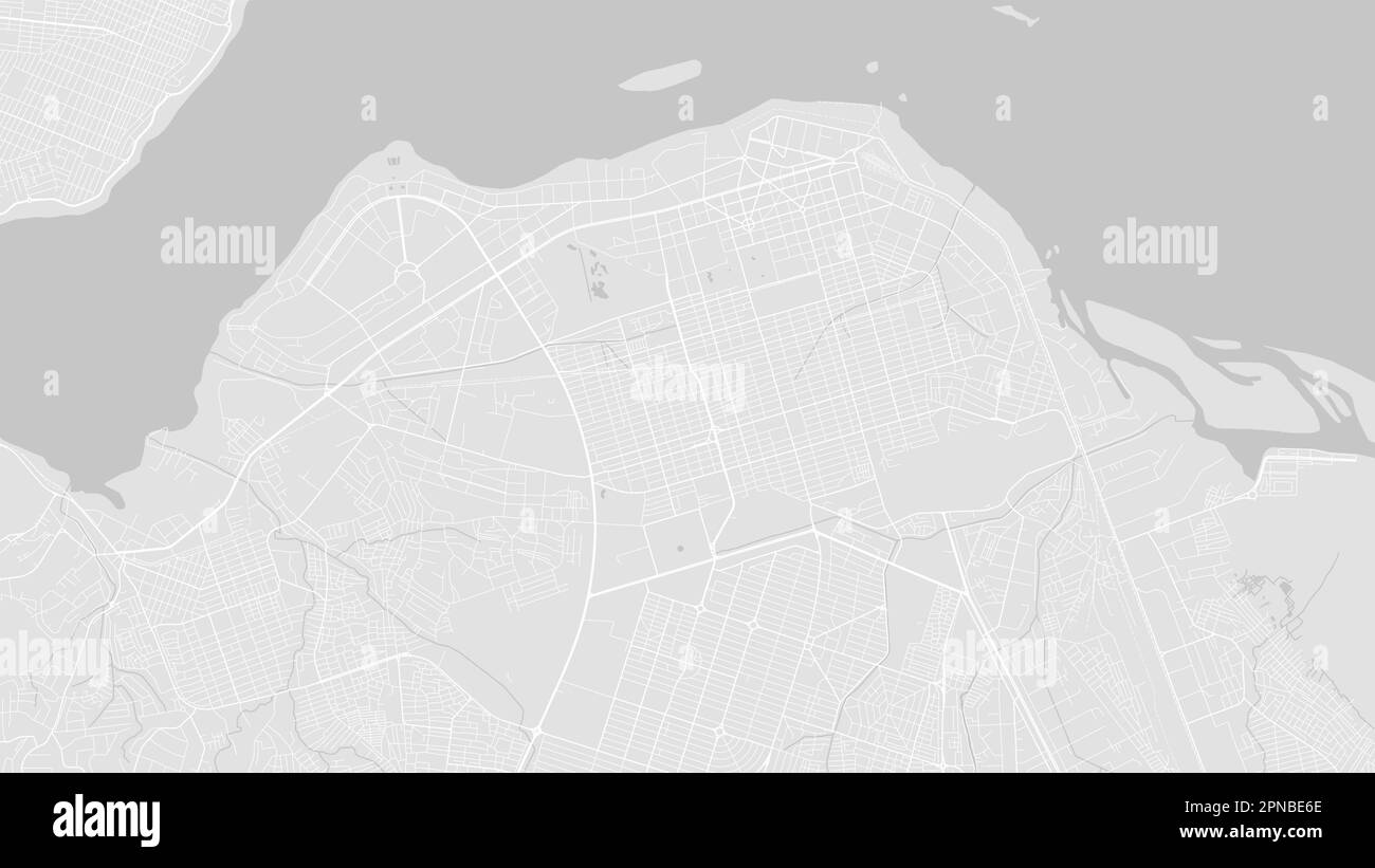 Carte de base de Kinshasa, République démocratique du Congo, affiche blanche et gris clair de la ville. Carte vectorielle avec routes et eau. Format écran large, chiffres Illustration de Vecteur