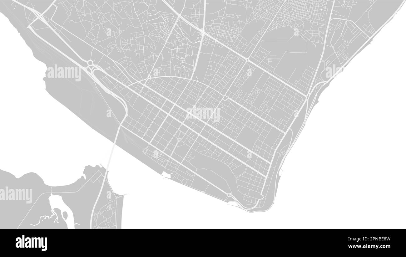 Fond de la carte de Maputo, Mozambique, affiche blanche et gris clair de la ville. Carte vectorielle avec routes et eau. Format écran large, design numérique plat Illustration de Vecteur