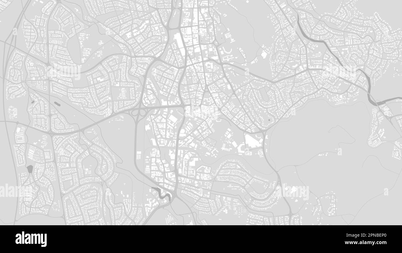 Blanc et gris clair région de la ville de Windhoek, Namibie, carte d'arrière-plan vectorielle, illustration des routes et de la cartographie de l'eau. Format écran large, plat numérique Illustration de Vecteur