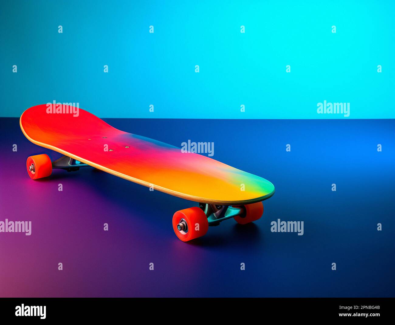 image d'un skateboard ou d'une planche à roulettes sur fond coloré Banque D'Images