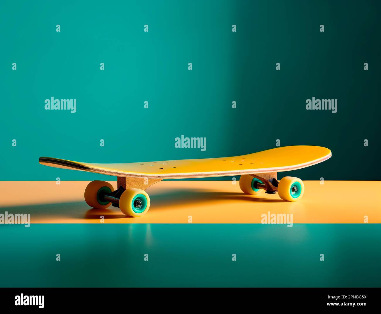 image d'un skateboard ou d'une planche à roulettes sur fond coloré Banque D'Images