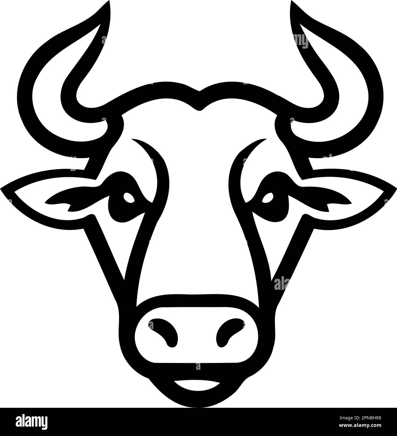 illustration vectorielle minimaliste du logo de la tête de vache noir et blanc Illustration de Vecteur