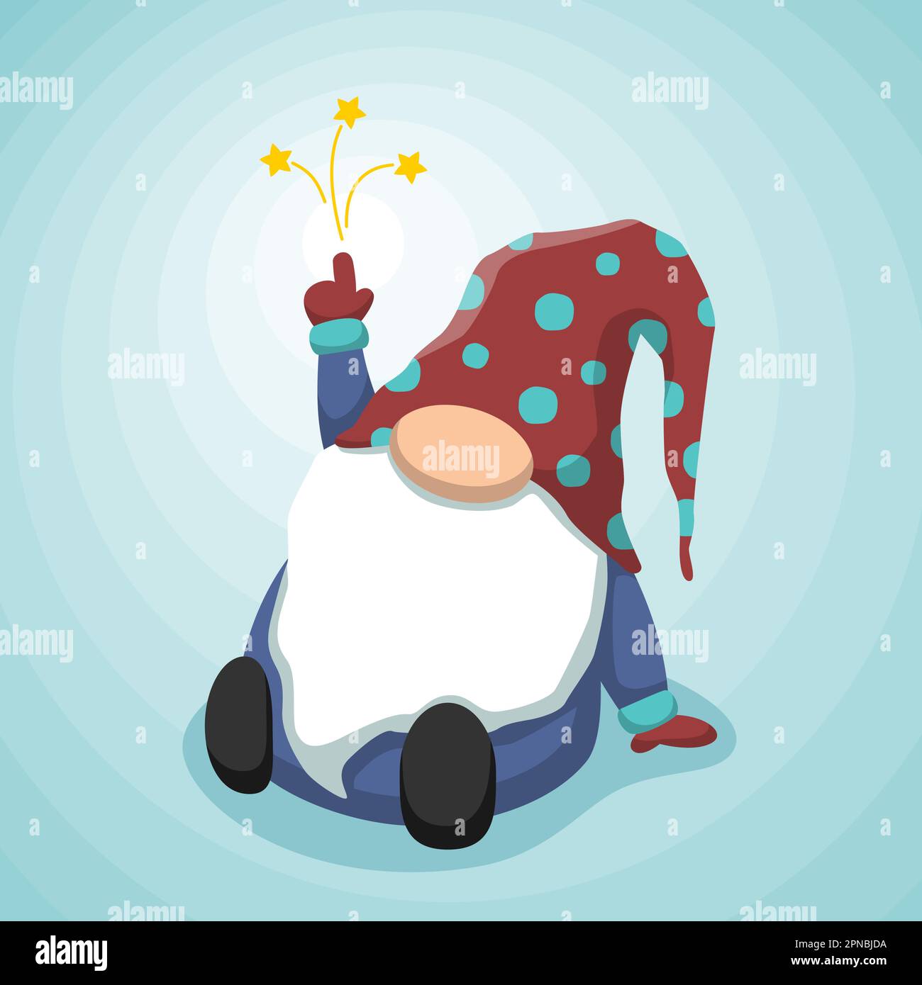 Mignon dessin-dessin Gnome étoiles de tir Illustration de Vecteur