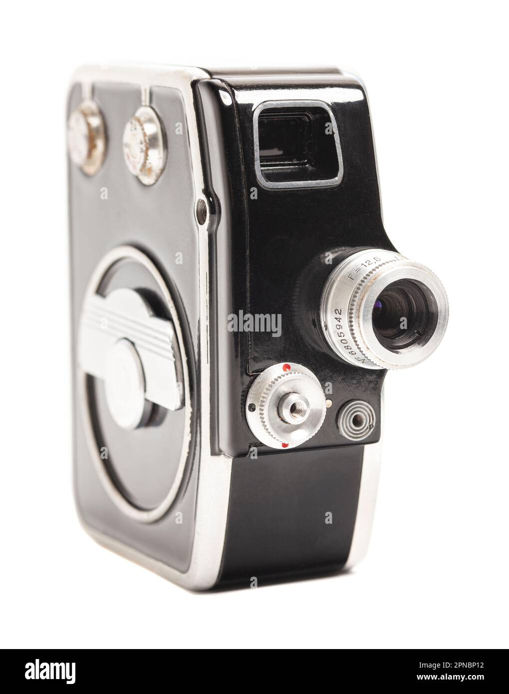 Caméra de cinéma vintage isolée sur blanc. Banque D'Images