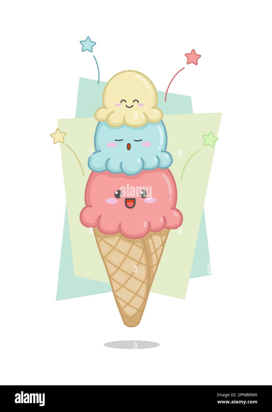 Crème glacée mignonne en cône Illustration de Vecteur