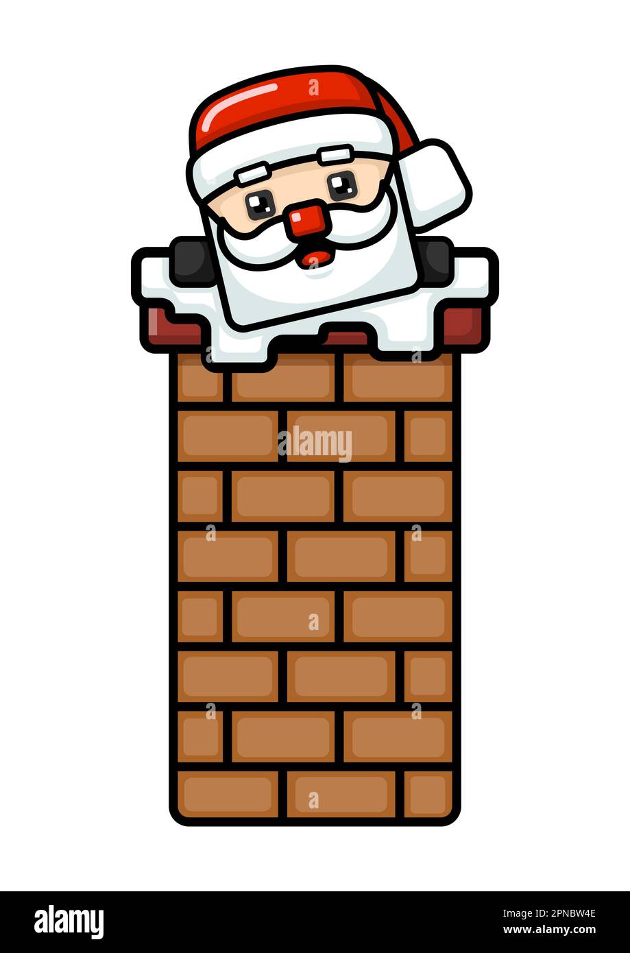 Style cube Père Noël mignon dans le Chimney Illustration de Vecteur