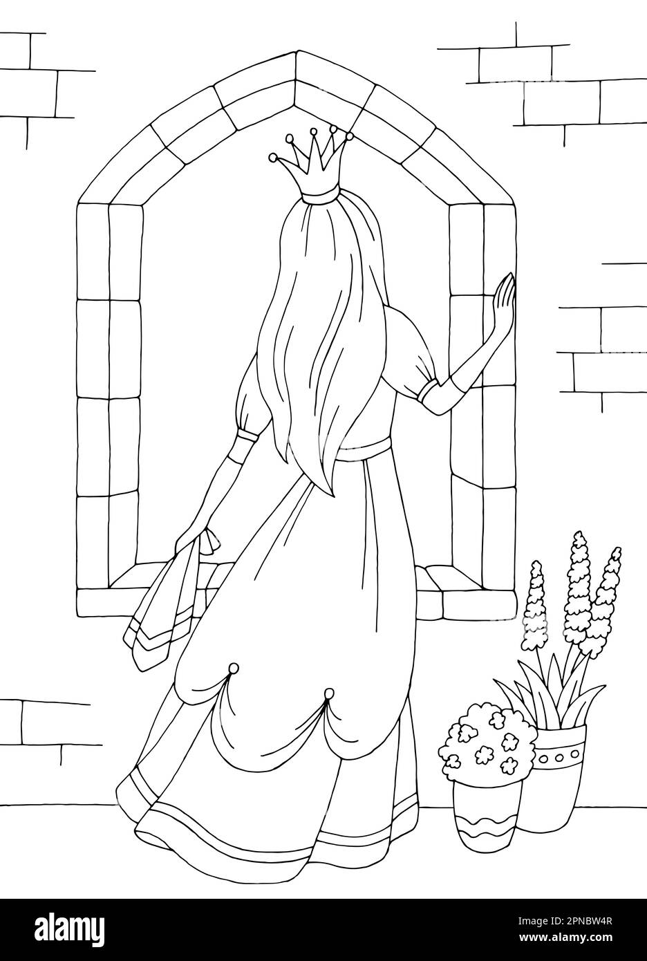 Princes debout près de la fenêtre graphique noir blanc coloriage illustration vecteur Illustration de Vecteur Princes debout près de la fenêtre graphique noir blanc coloriage illustration vecteur Illustration de Vecteur