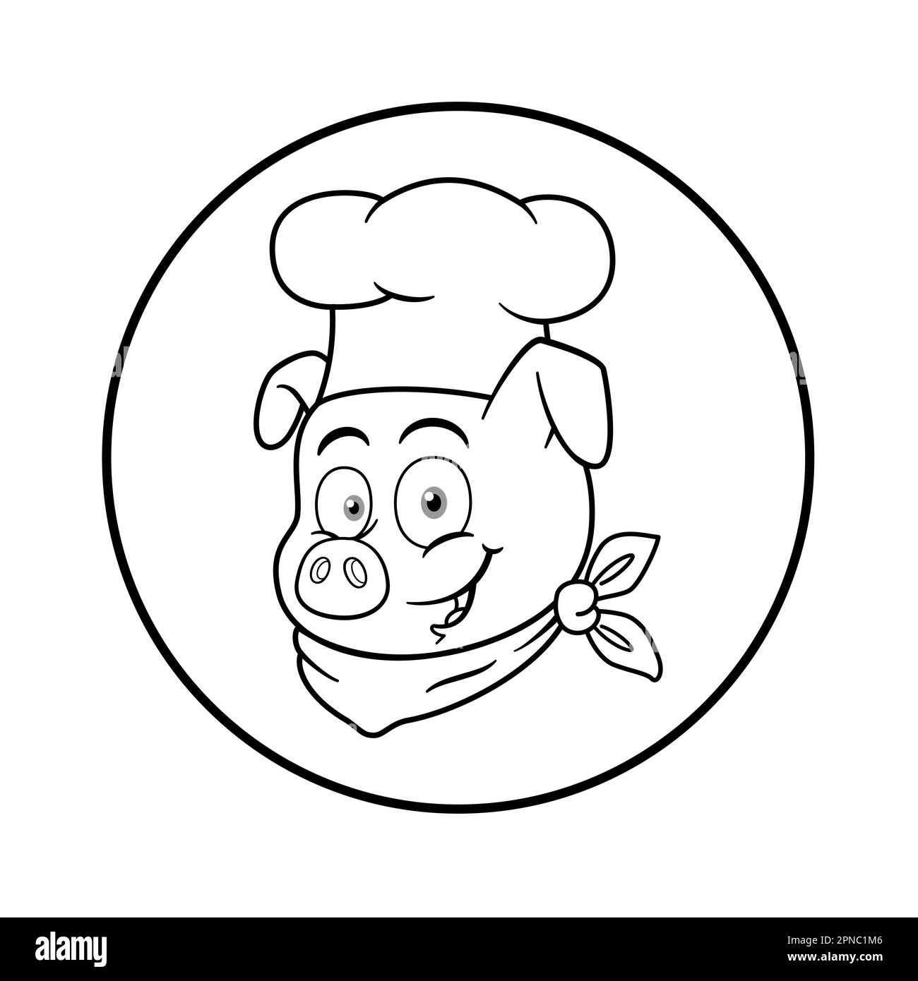 Contour du logo de la mascotte de porc Chef Illustration de Vecteur