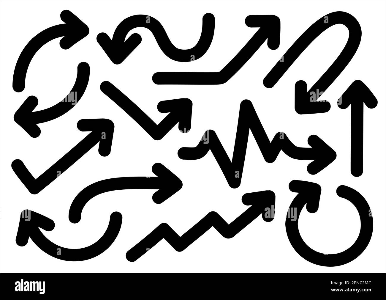 Flèches isolées à main levée sur fond blanc pour les éléments sur Infographics, Web, présentations commerciales, Illustration conceptuelle. Vecto Premium Illustration de Vecteur