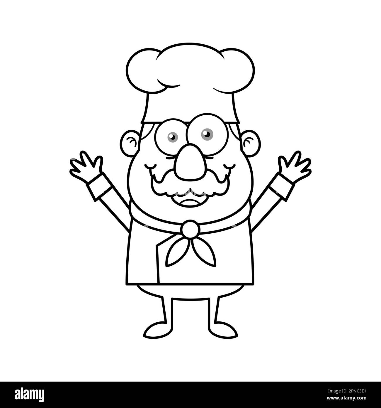 Personnage de dessin animé avec logo Mascot noir et blanc Illustration de Vecteur