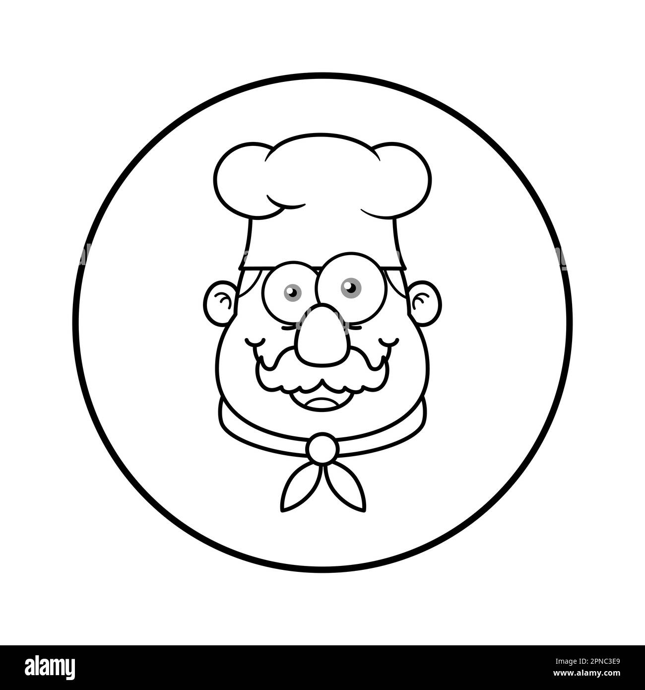 Noir et blanc Chef mascotte logo dessin animé visage Illustration de Vecteur