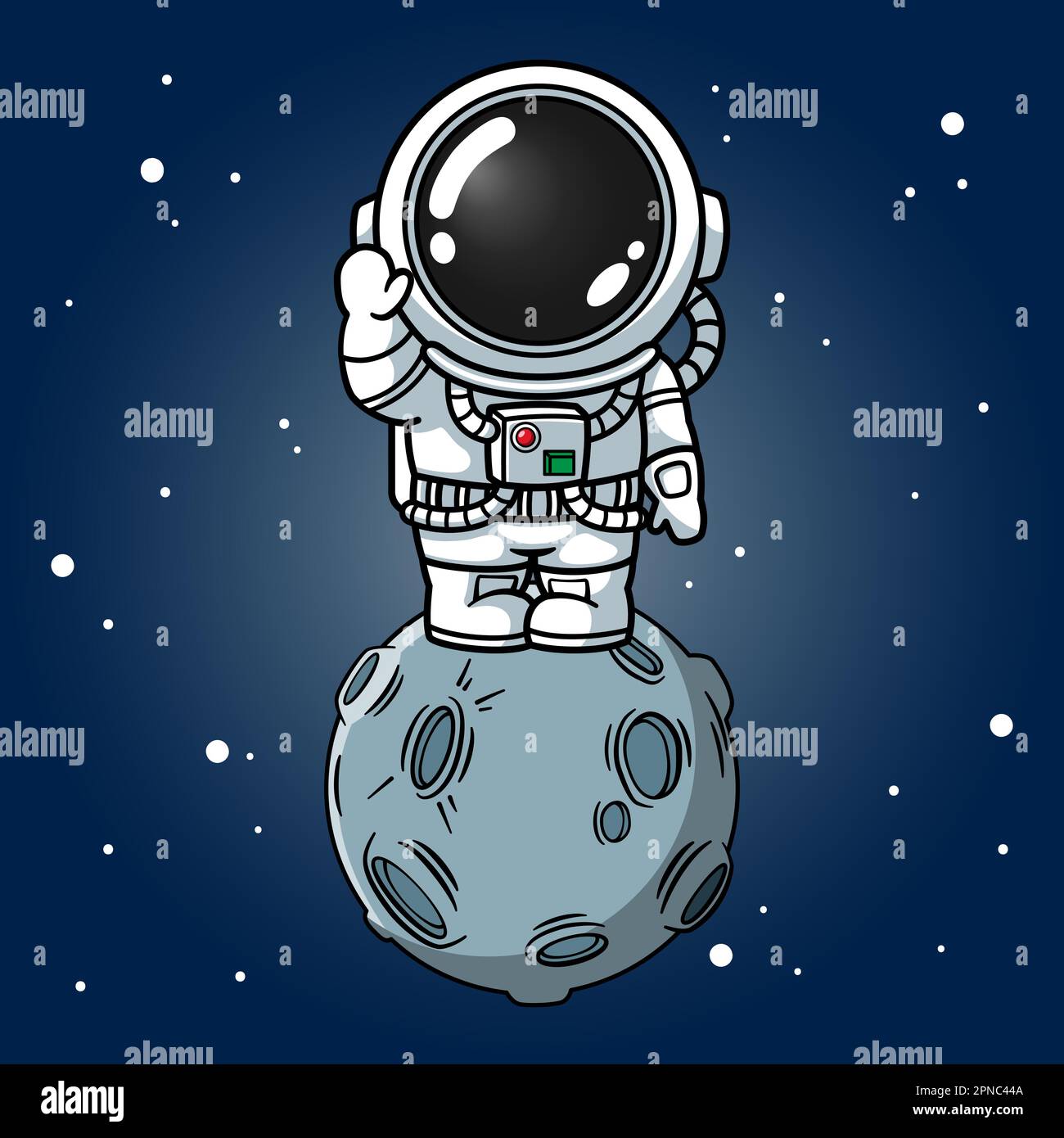 Cute Astronaut Standing On The Moon Illustration de Vecteur