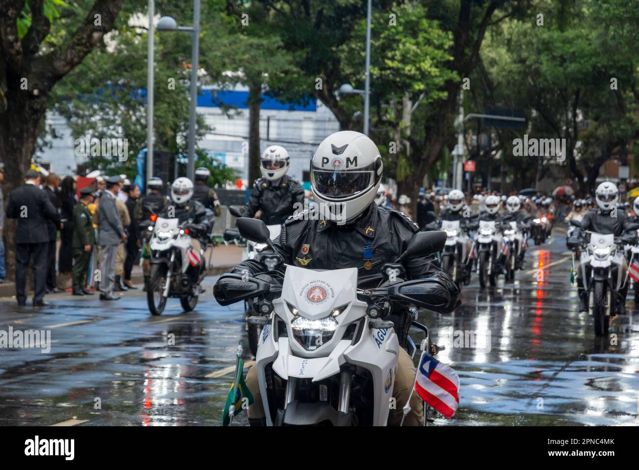 Salvador, Bahia, Brésil - 07 septembre 2022: Bahia les politiques militaires peloton de moto d'aigle sont vus à la parade du jour de l'indépendance du Brésil à Sal Banque D'Images