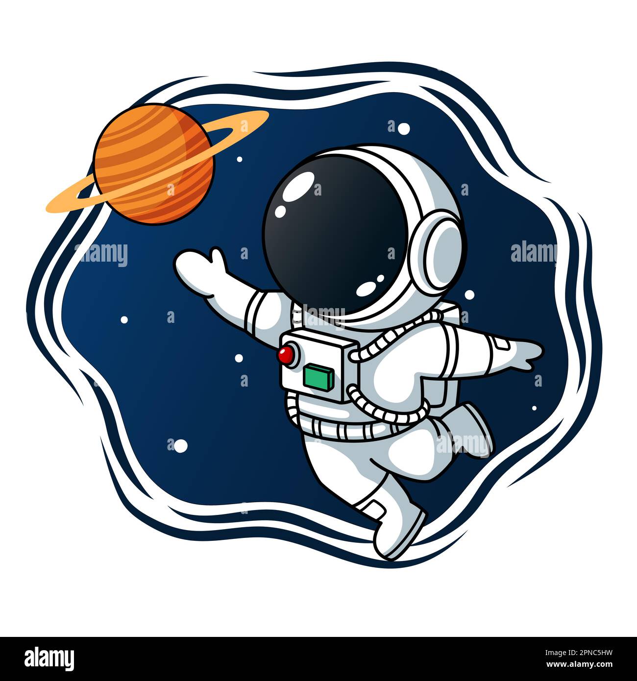 L'astronaute qui s'approche pour Une planète Illustration de Vecteur