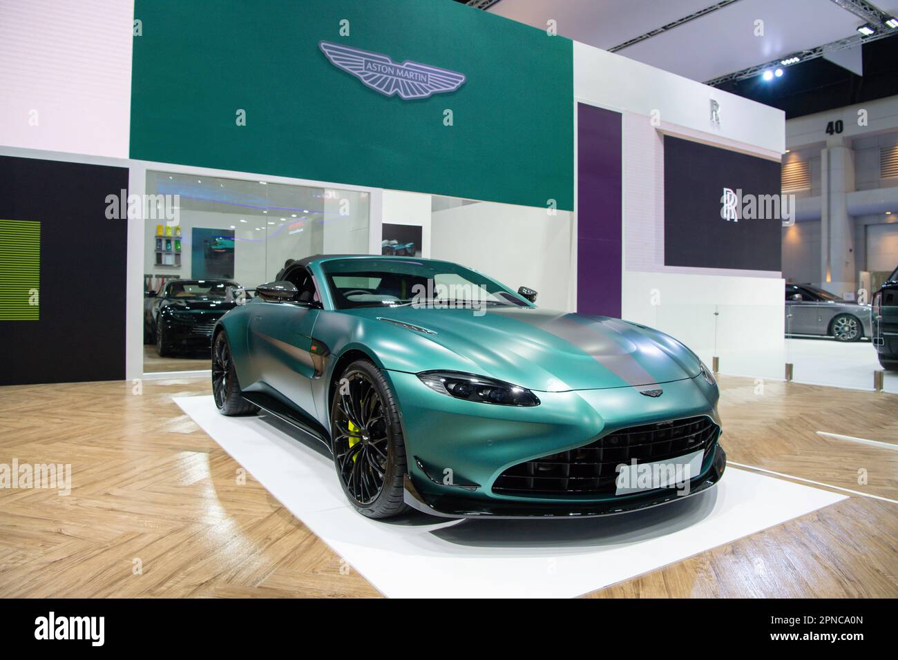 Aston Martin Vantage Roadster exposé au salon international de l'automobile de Bangkok 2023 sur 21 mars 2023 à Nonthaburi, Thaïlande. Banque D'Images