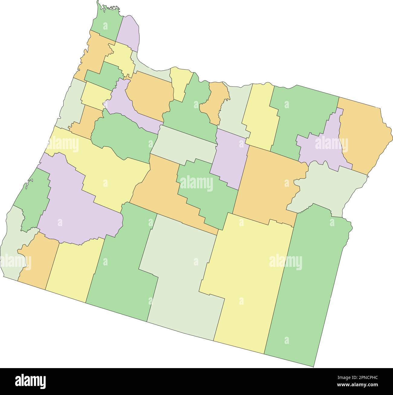 Oregon - carte politique modifiable très détaillée. Illustration de Vecteur