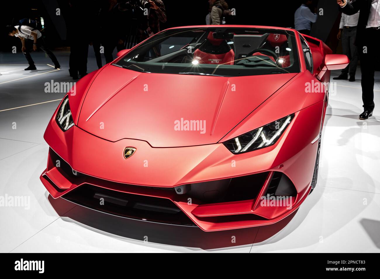 Lamborghini Huracan EVO Spyder voiture de sport au salon de l'automobile IAA de Francfort. Allemagne - 12 septembre 2017. Banque D'Images