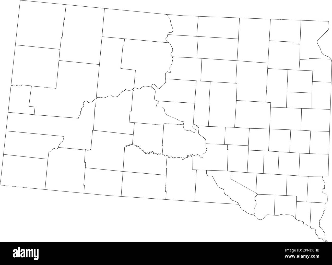 Carte des aveugles du Dakota du Sud très détaillée. Illustration de Vecteur