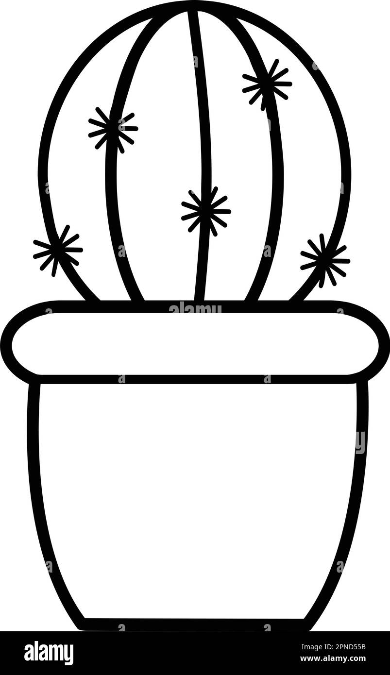 Cactus en pot icône dans un style plat sur un blanc. Style monochrome Illustration de Vecteur