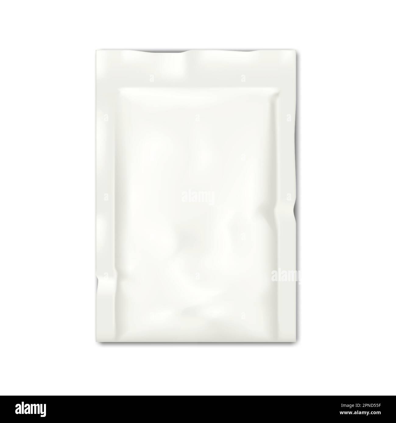 Maquette de paquet de sachets blanc vierge avec vecteur. Petit modèle de pochette. Maquette d'emballage individuelle de produits alimentaires, médicaux ou cosmétiques Illustration de Vecteur