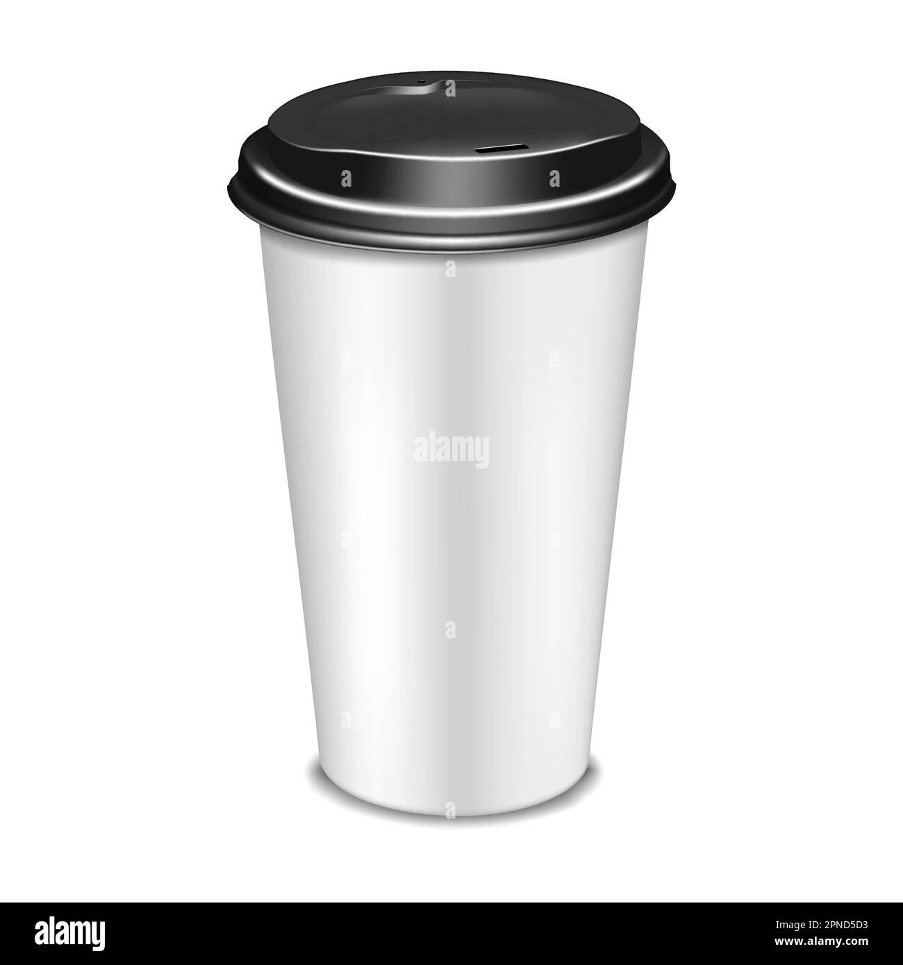 Tasse à café à emporter en papier blanc vierge avec couvercle en plastique noir maquette vectorielle réaliste Illustration de Vecteur